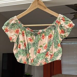 Forever 21 Juniors Small Crop Top Orange, Floral